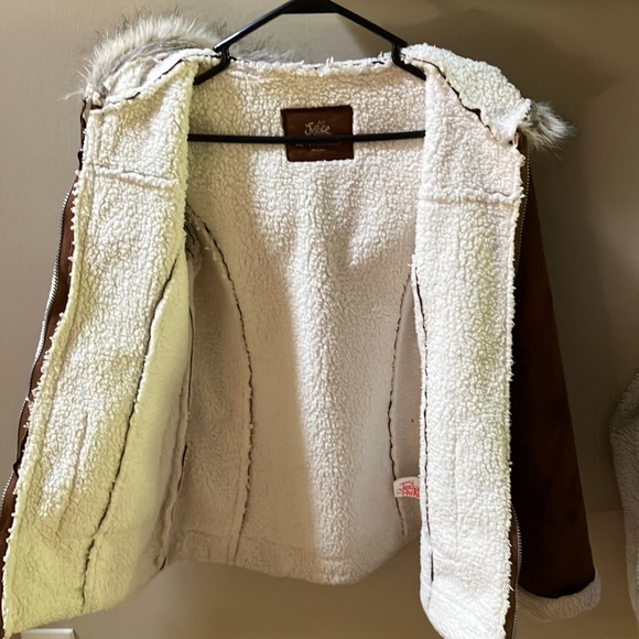 Justice size 12/14 kids jacket.  Like new. Brown with cream sherpa lined inside. - Picture 4 of 4
